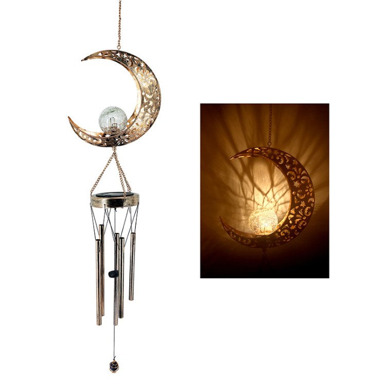 Solar Wind Chime with LED Crackle Glass Ball (One Piece)