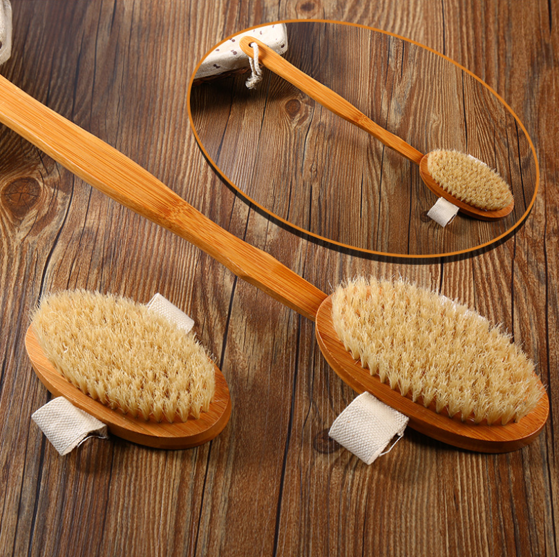 Bamboo Long Handle Exfoliating Bath Brush and Massager