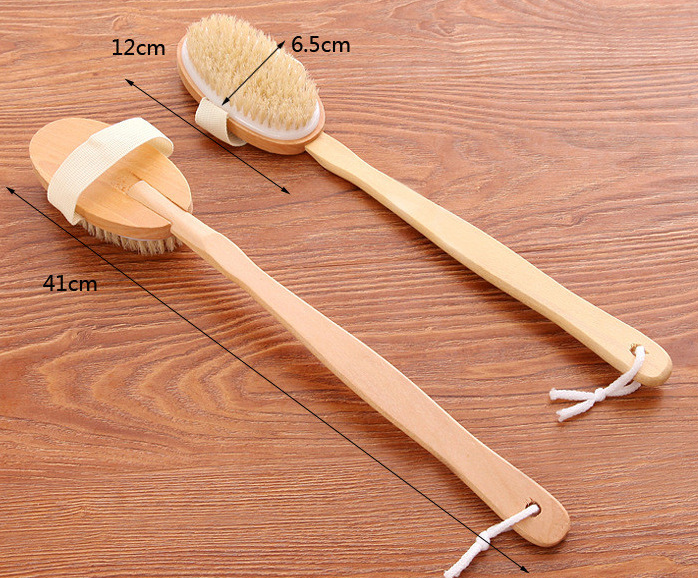 Bamboo Long Handle Exfoliating Bath Brush and Massager