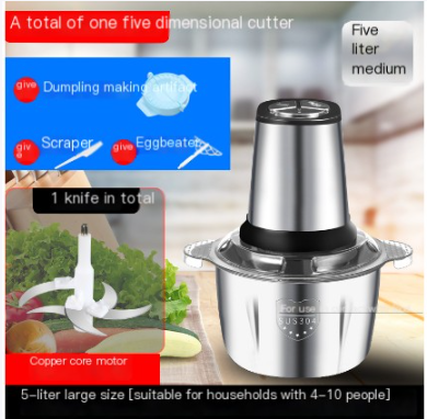 5L Electric Meat Grinder with Handle and Multi-Function