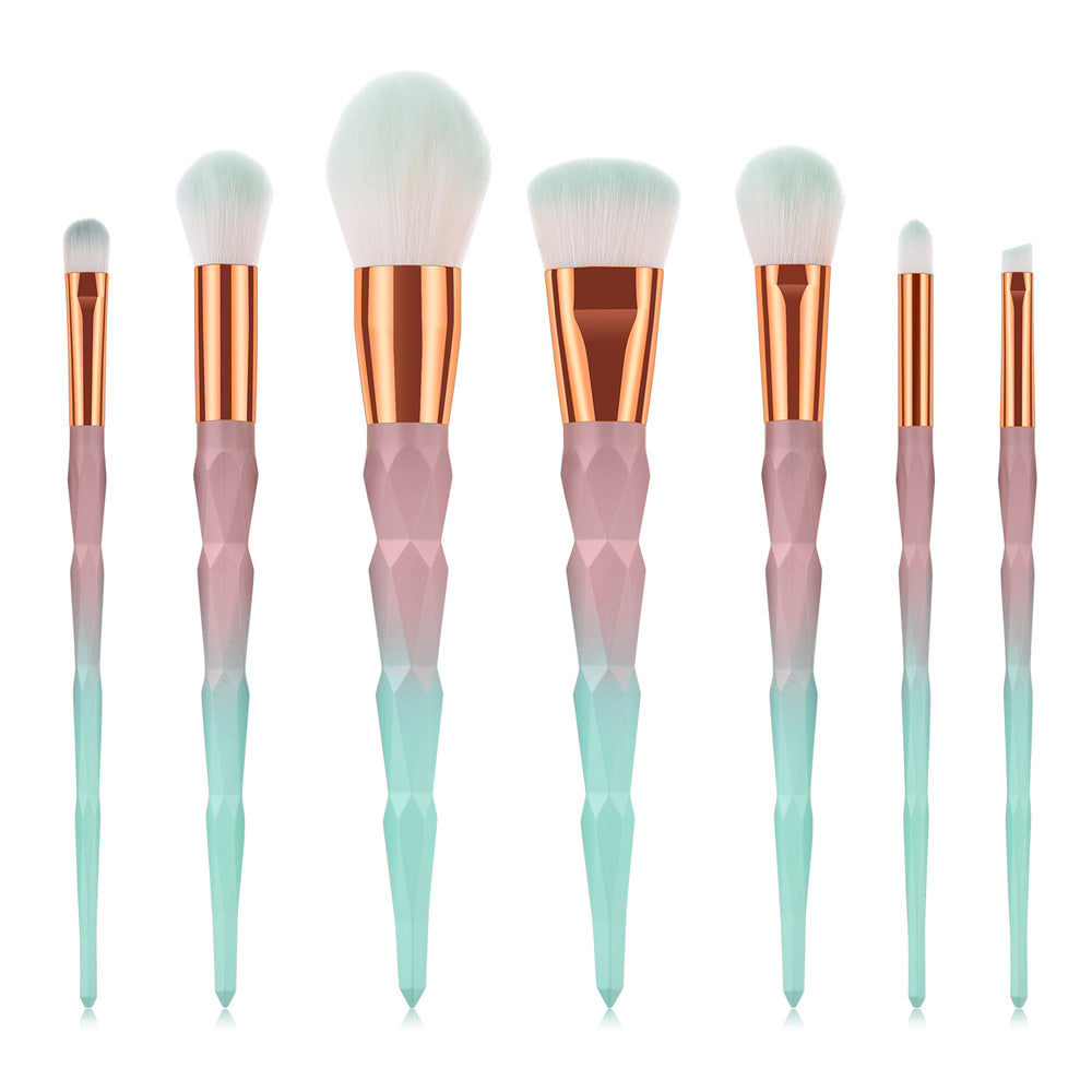 7-Piece Diamond Makeup Brush Set with Gradient Design